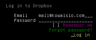 Dropbox - Logowanie w Lynx