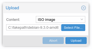 Proxmox VE - upload obrazu ISO